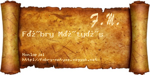 Fábry Mátyás névjegykártya