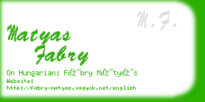 matyas fabry business card